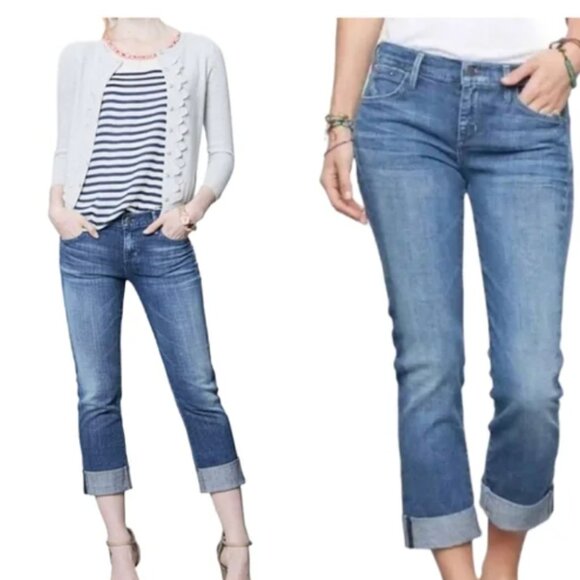 Citizens of Humanity Dani Cuffed Straight Blue Jeans - Picture 1 of 12